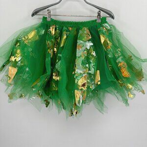 Victray St. Patrick's Day Green Tulle Tutu Skirt OS One Size Women's Gold Clover